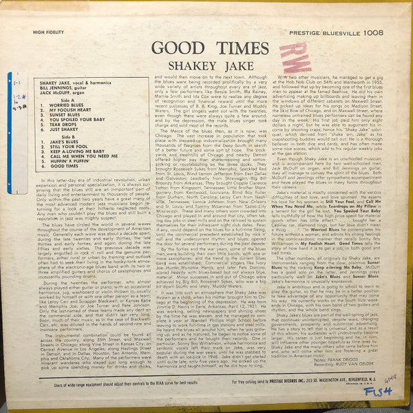 Shakey Jake : Good Times (LP, Album, Mono)