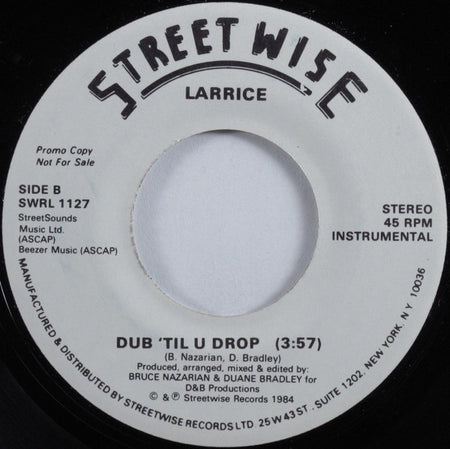 Larrice : Bop' Til I Drop (7", Promo)