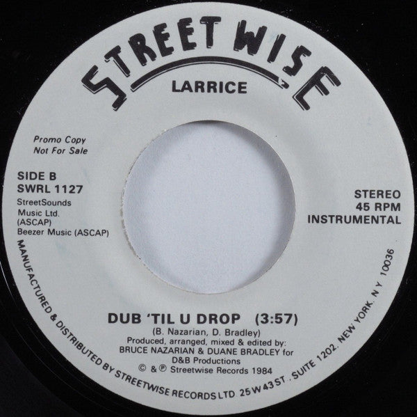 Larrice : Bop' Til I Drop (7", Promo)