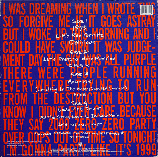 Prince : 1999 (2xLP, Album, Club, RCA)
