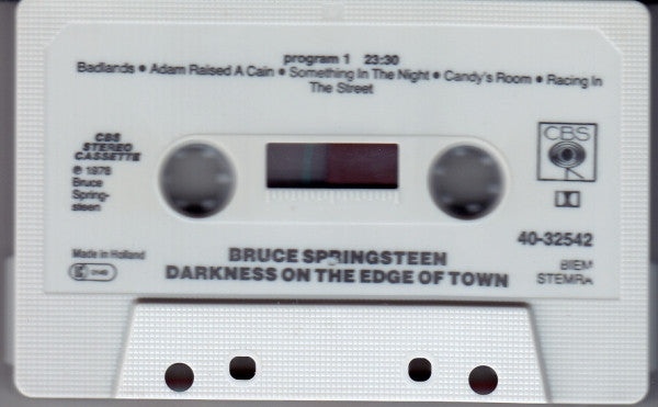 Bruce Springsteen : Darkness On The Edge Of Town (Cass, Album, RE)