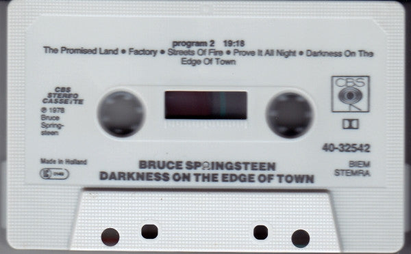 Bruce Springsteen : Darkness On The Edge Of Town (Cass, Album, RE)