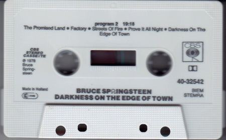 Bruce Springsteen : Darkness On The Edge Of Town (Cass, Album, RE)