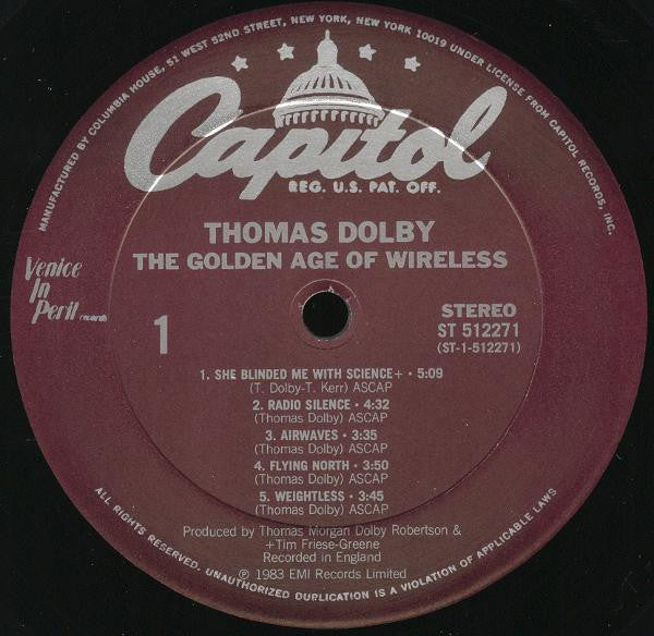 Thomas Dolby : The Golden Age Of Wireless (LP, Album, Club, P -)