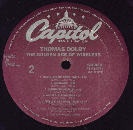 Thomas Dolby : The Golden Age Of Wireless (LP, Album, Club, P -)
