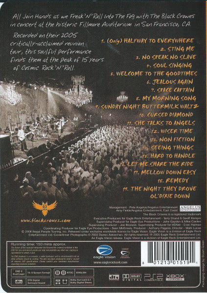 The Black Crowes : Freak 'N' Roll ...Into The Fog - The Black Crowes, All Join Hands, The Fillmore, San Francisco (DVD-V, Multichannel, NTSC)