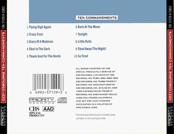 Ozzy Osbourne : Ten Commandments (CD, Comp)