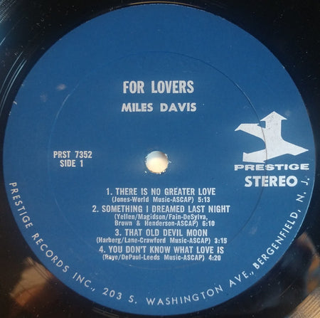 Miles Davis : Plays For Lovers (LP, Comp, RM)
