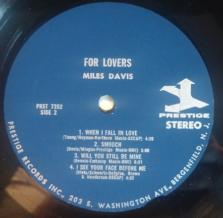 Miles Davis : Plays For Lovers (LP, Comp, RM)
