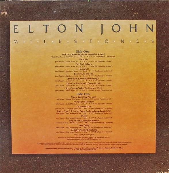 Elton John : Milestones (LP, Comp, 74)