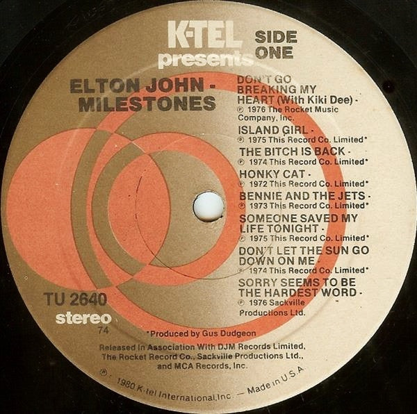 Elton John : Milestones (LP, Comp, 74)