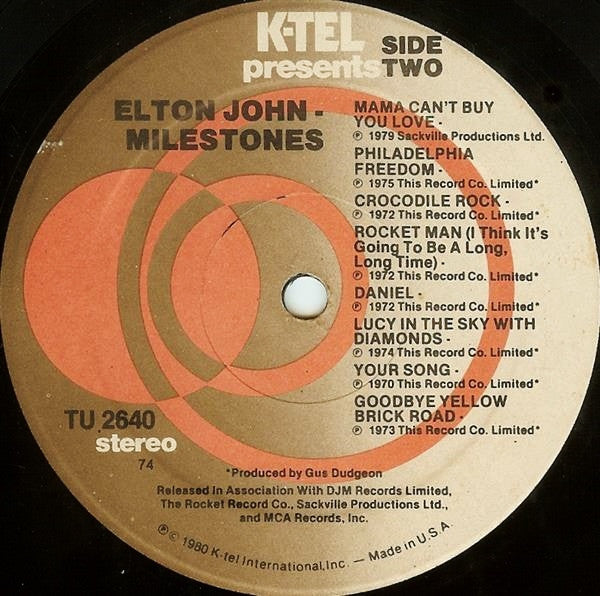 Elton John : Milestones (LP, Comp, 74)