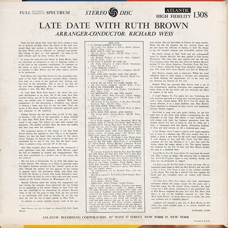 Ruth Brown : Late Date With Ruth Brown (LP, Album)