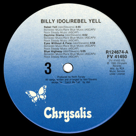 Billy Idol : Rebel Yell (LP, Album, Club)