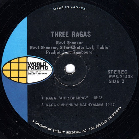 Ravi Shankar : Three Ragas (LP, Album)