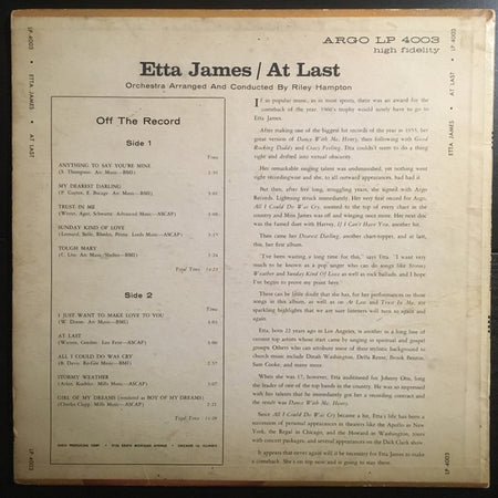 Etta James : At Last! (LP, Album, Mono)