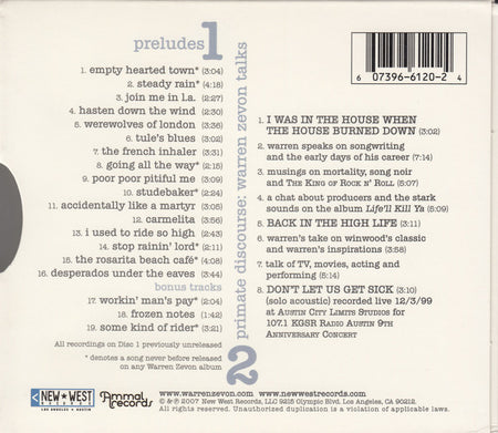 Warren Zevon : Preludes - Rare And Unreleased Recordings (2xCD, Album, Ltd)