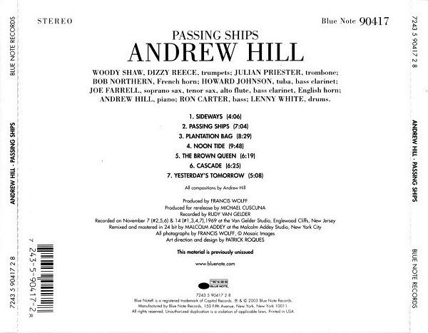 Andrew Hill : Passing Ships (CD, Album, Ltd)