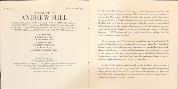Andrew Hill : Passing Ships (CD, Album, Ltd)