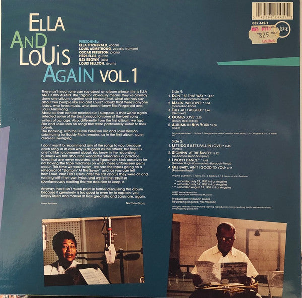 Ella Fitzgerald And Louis Armstrong : Ella And Louis Again - Vol. 1 (LP, Album, Mono, RE)