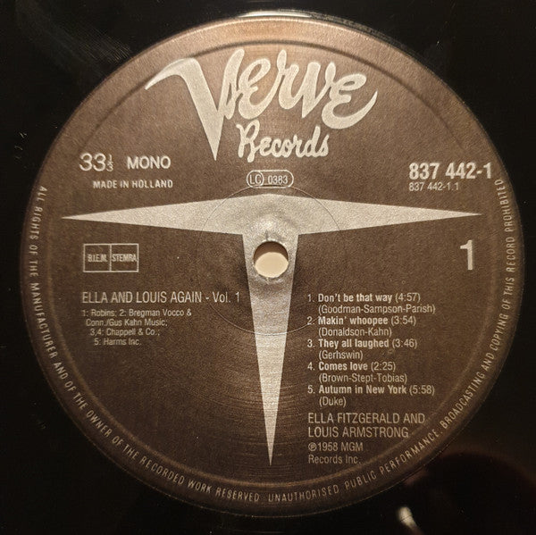 Ella Fitzgerald And Louis Armstrong : Ella And Louis Again - Vol. 1 (LP, Album, Mono, RE)