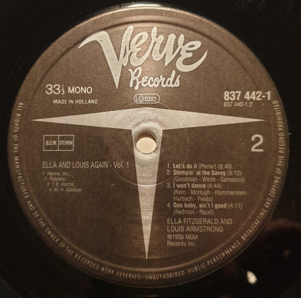 Ella Fitzgerald And Louis Armstrong : Ella And Louis Again - Vol. 1 (LP, Album, Mono, RE)
