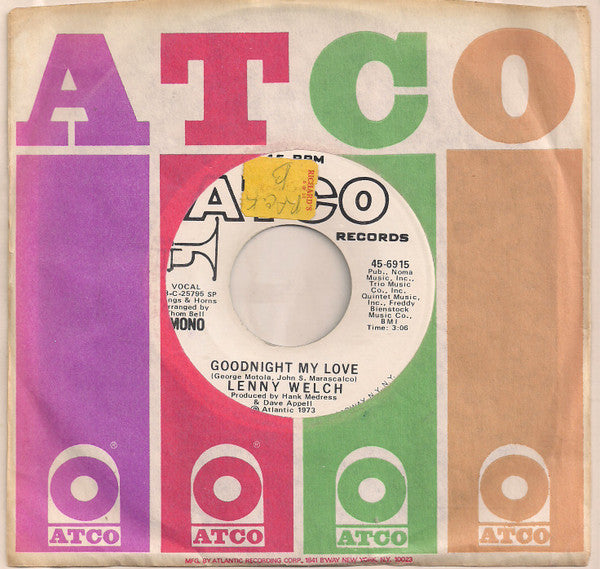 Lenny Welch : Goodnight My Love (7", Mono, Promo, PL )