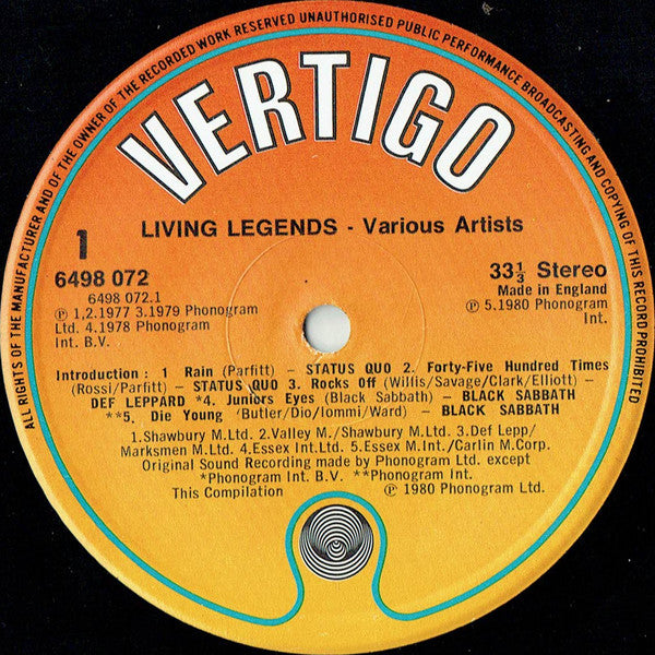 Various : Living Legends (LP, Comp)