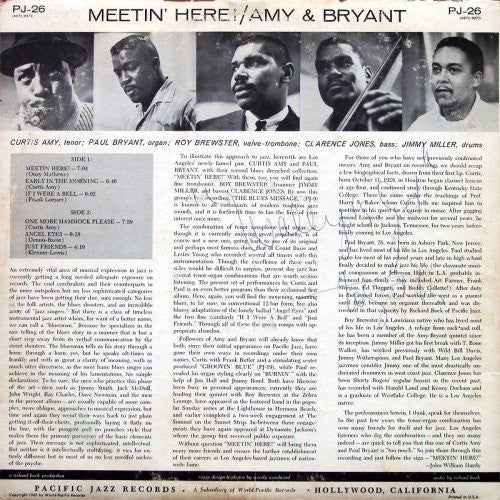 Curtis Amy, Paul Bryant : Meetin' Here (LP, Album, Mono)