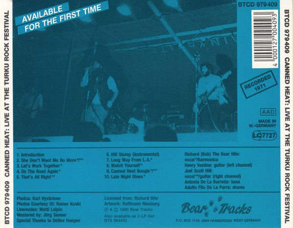 Canned Heat : Live At The Turku Rock Festival (CD, Album, RE)