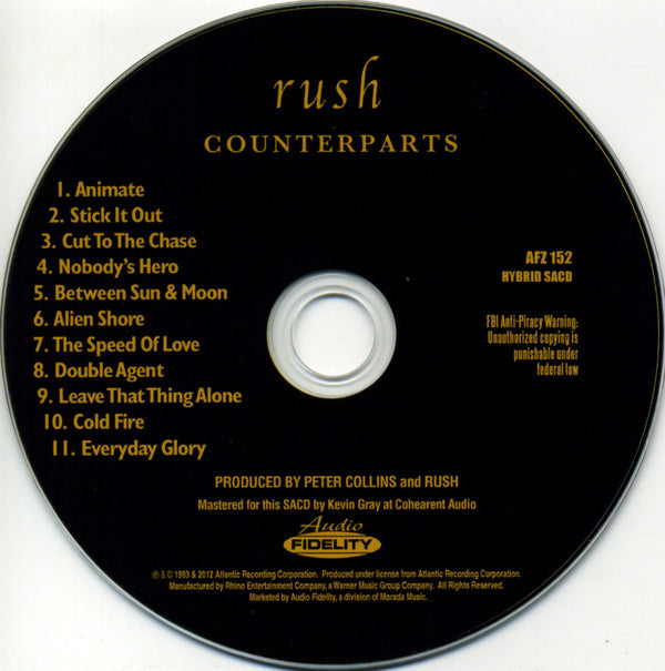 Rush : Counterparts (SACD, Hybrid, Album, Ltd, Num, RE, RM, Sli)