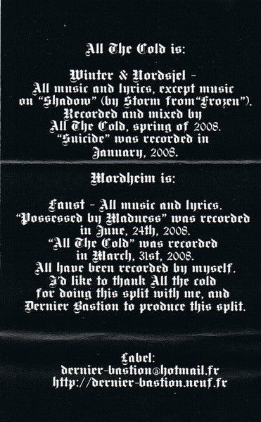 All The Cold / Mordheim : Possessed By Madness (Cass, Ltd, Num)