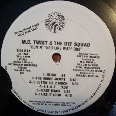 MC Twist & The Def Squad : Comin' Thru Like Warriors (LP, Album, Promo)