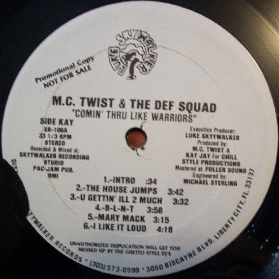 MC Twist & The Def Squad : Comin' Thru Like Warriors (LP, Album, Promo)