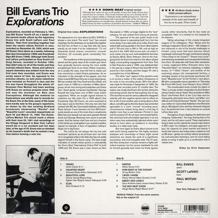 The Bill Evans Trio : Explorations (LP, Album, Ltd, RE, RM, 180)