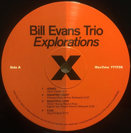 The Bill Evans Trio : Explorations (LP, Album, Ltd, RE, RM, 180)