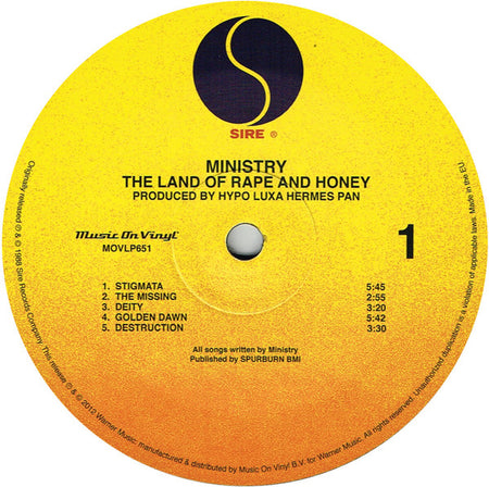 Ministry : The Land Of Rape And Honey (LP, Album, RE)