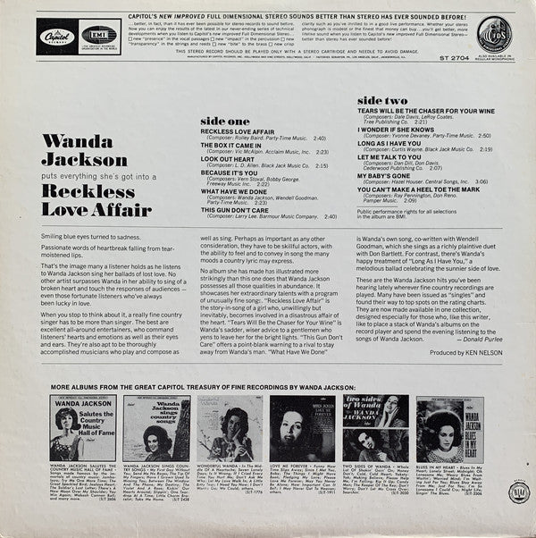 Wanda Jackson : Reckless Love Affair (LP, Album)