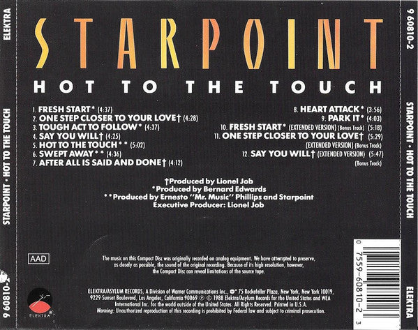 Starpoint : Hot To The Touch (CD, Album)