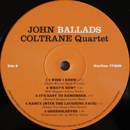 John Coltrane Quartet* : Ballads (LP, Album, Ltd, RE, RM, 180)