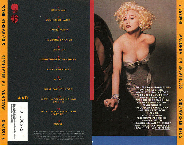 Madonna : I'm Breathless (Music From And Inspired By The Film Dick Tracy) (CD, Album, Club)