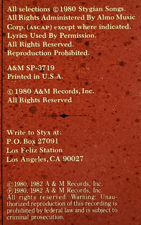Styx : Paradise Theatre (LP, Album, Gat)