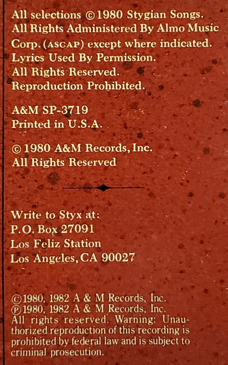 Styx : Paradise Theatre (LP, Album, Gat)