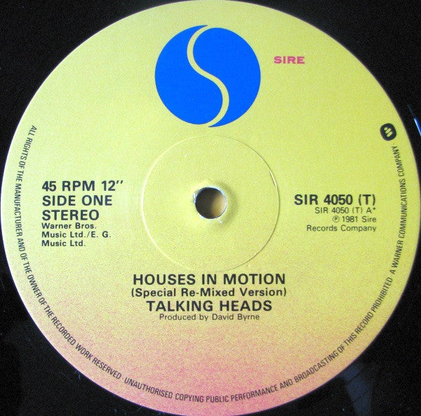 Talking Heads : Houses In Motion (12", Single)