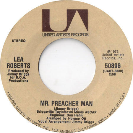 Lea Roberts : Mr. Preacher Man / Hold Me, Thrill Me, Kiss Me (7", Single, Styrene, Ter)