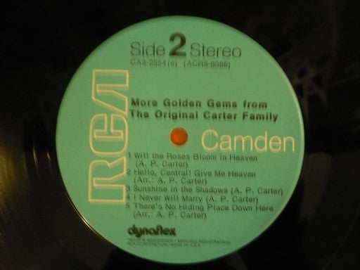 The Carter Family : More Golden  Gems From The Original Carter Family (LP, Album)