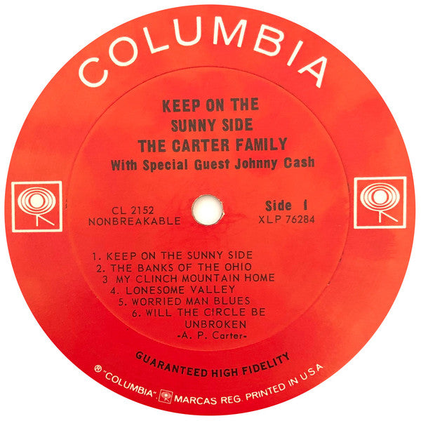 The Carter Family With Special Guest Johnny Cash : Keep On The Sunny Side (LP, Album, Mono, Ter)