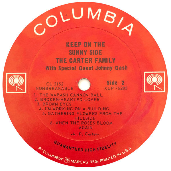 The Carter Family With Special Guest Johnny Cash : Keep On The Sunny Side (LP, Album, Mono, Ter)