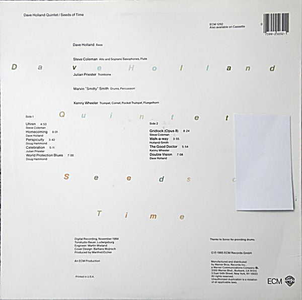 Dave Holland Quintet : Seeds Of Time (LP, Album)
