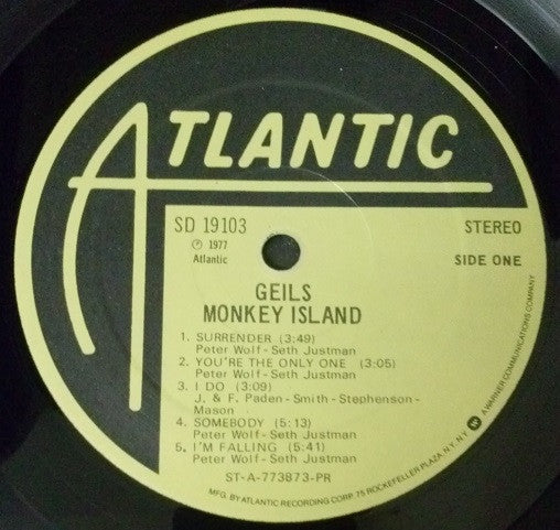 The J. Geils Band : Monkey Island (LP, Album, PR )